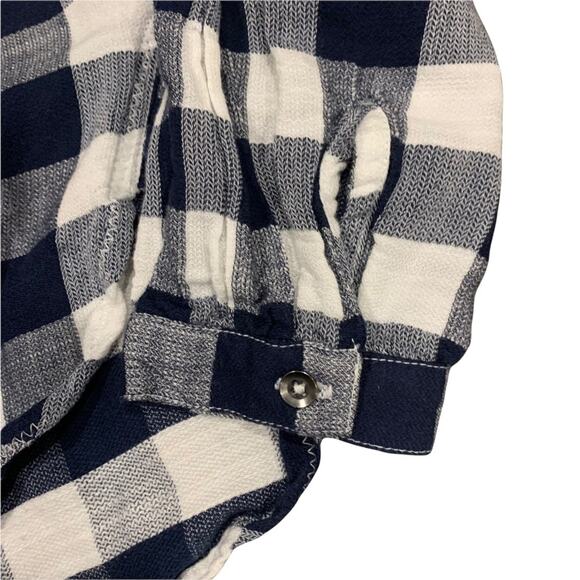 William Rast Womens long sleeve navy blue white check plaid top XS - Picture 5 of 5